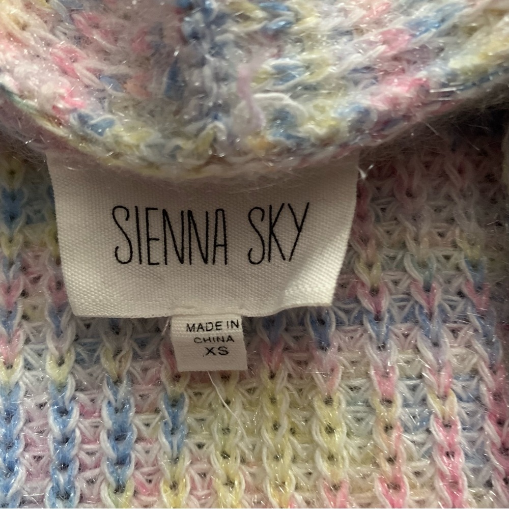 Pastel Rainbow Long Knitted Cardigan w Pockets Oversized xs - Picture 4 of 10